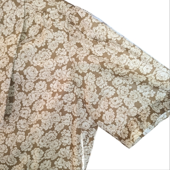 Vintage Alicia Floral Retro Short Sleeve Neck Tie Coquette Girl Blouse Size S - Picture 5 of 9